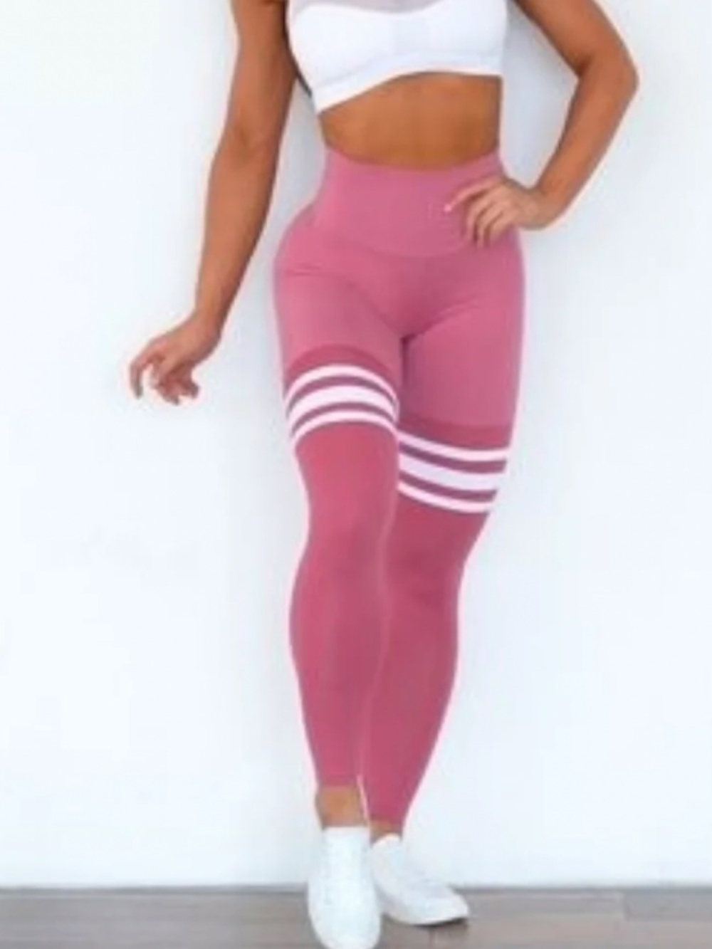 🩷Bombshell Sportswear Thigh-high leggings & Sports Bra Set  PINK / RASPBERRY